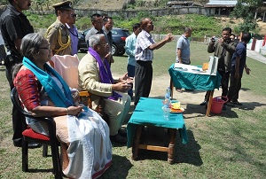 The Governor of Arunachal Pradesh Shri PB Acharya and States First Lady Smt Kavita Acharya celebrate the festive occasion of Holi with differently abled childrens  and staffs of Donyi-Polo Mission School for the hearing and visually impaired, Chimpu  on 13th March 2017. 